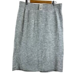 Simply‎ Vera Women's Midi Skirt Knit Grey Ribbed Central Pleats Pencil Size XL